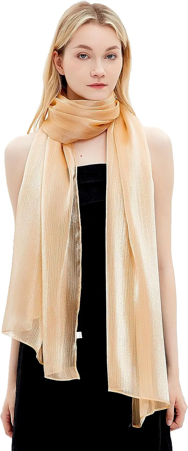 Gragengs Women Shawls and Wraps for Evening Dresses Lightweight Sheer Crepe Scarf Shimmer Wedding Party Stole
