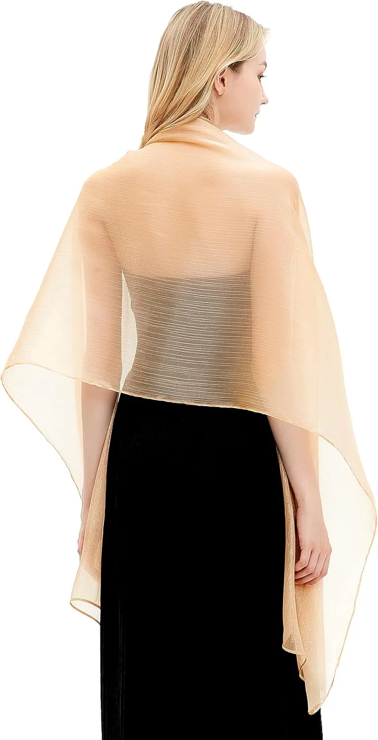 Gragengs Women Shawls and Wraps for Evening Dresses Lightweight Sheer Crepe Scarf Shimmer Wedding Party Stole