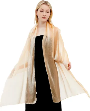 Gragengs Women Shawls and Wraps for Evening Dresses Lightweight Sheer Crepe Scarf Shimmer Wedding Party Stole
