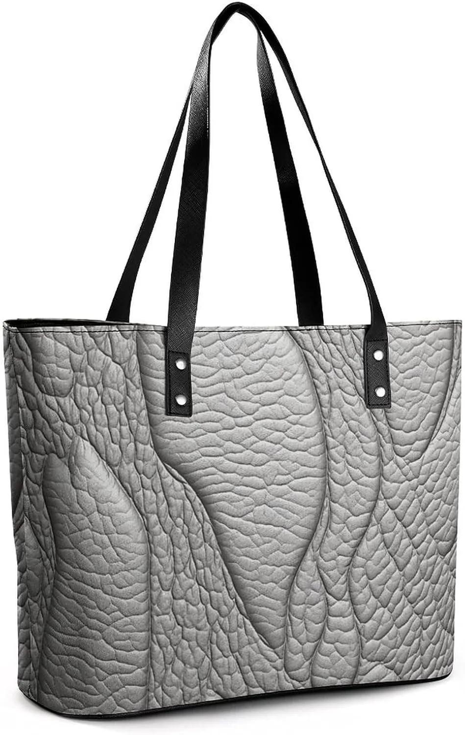 Gray Leather Bag Purse Handbag for Women Top Handle Satchel Shoulder with Zipper Tote Bags Large