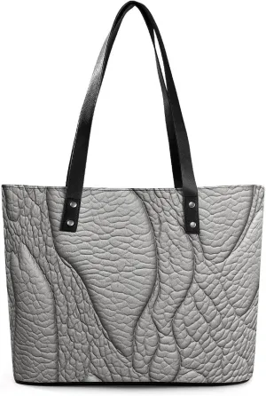 Gray Leather Bag Purse Handbag for Women Top Handle Satchel Shoulder with Zipper Tote Bags Large