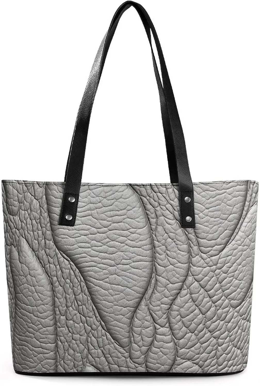 Gray Leather Bag Purse Handbag for Women Top Handle Satchel Shoulder with Zipper Tote Bags Large