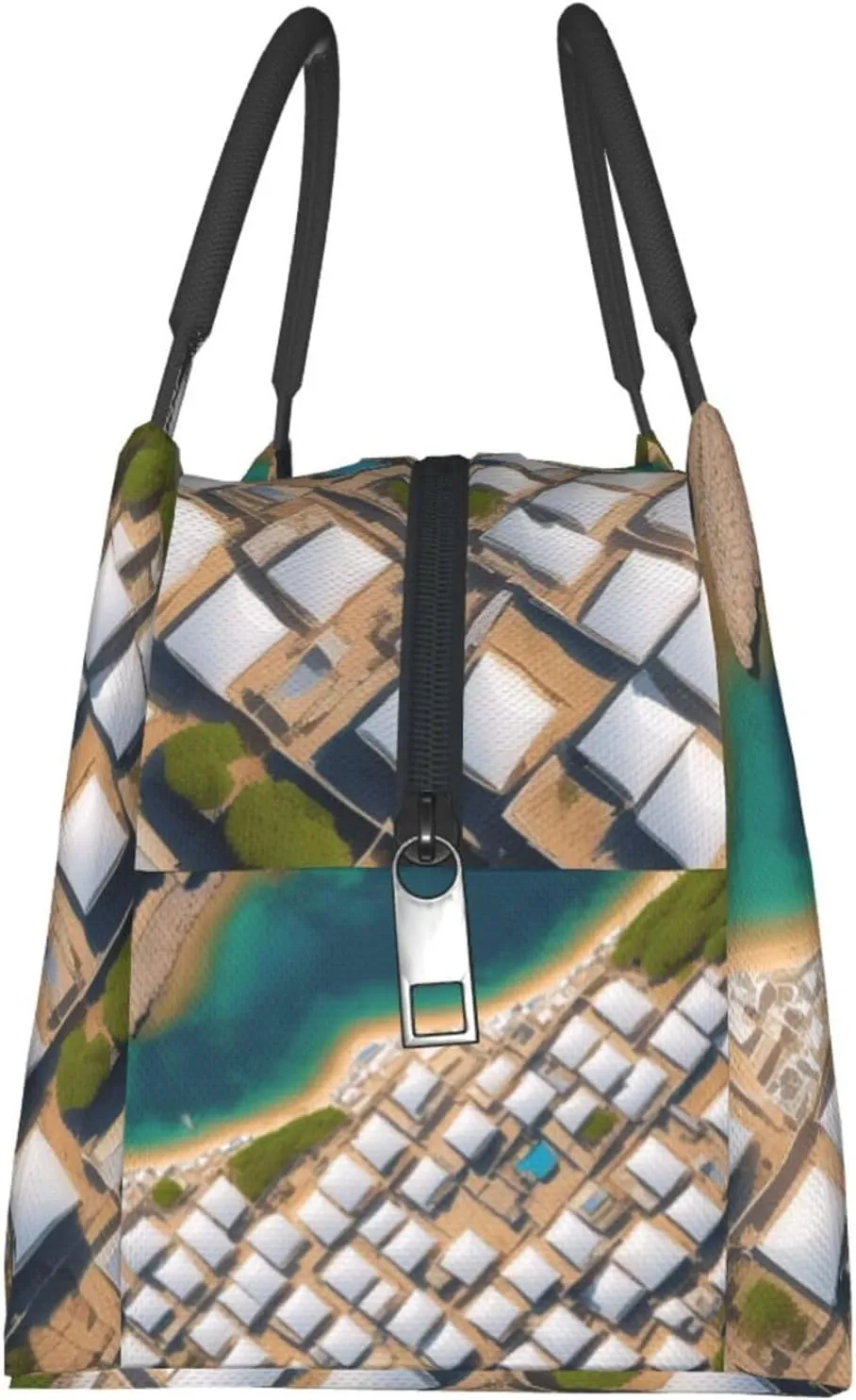 Greek Architecture Printed Patterns Lunch Bag For Women & Men Insulated Lunch Tote Bag Reusable Lunch Boxes For Work Travel Picnic