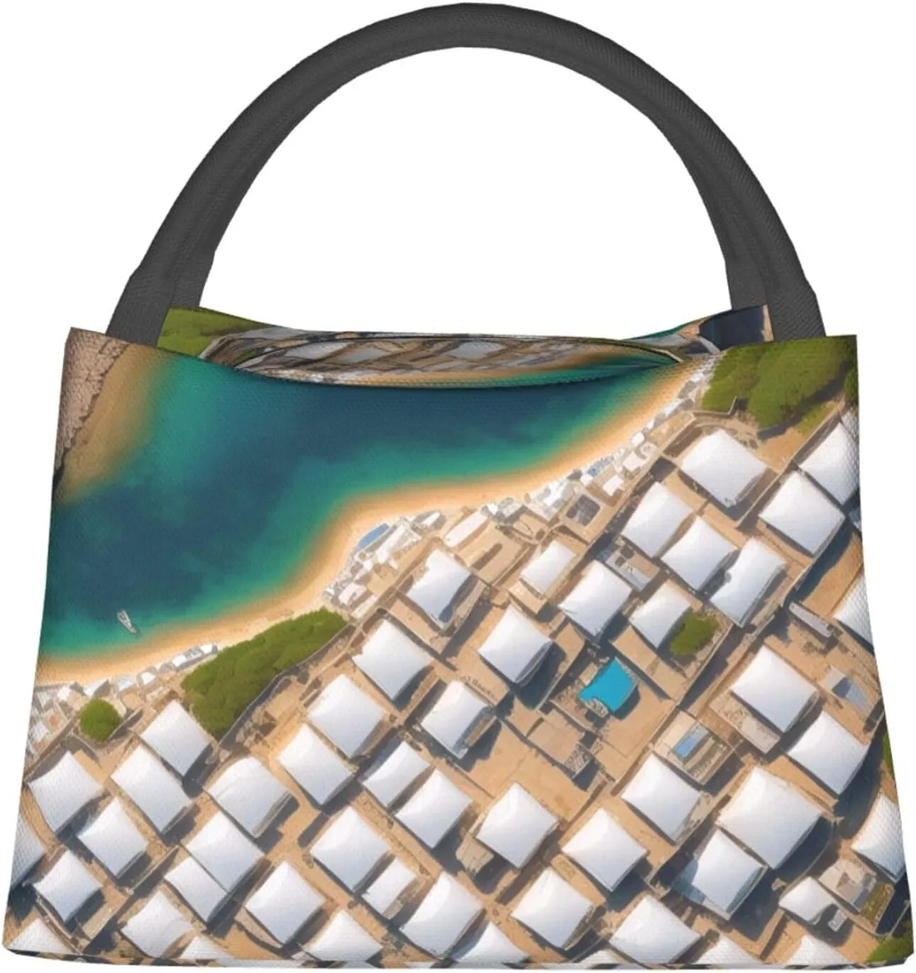 Greek Architecture Printed Patterns Lunch Bag For Women & Men Insulated Lunch Tote Bag Reusable Lunch Boxes For Work Travel Picnic