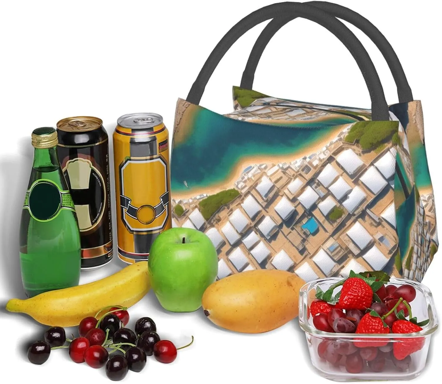 Greek Architecture Printed Patterns Lunch Bag For Women & Men Insulated Lunch Tote Bag Reusable Lunch Boxes For Work Travel Picnic