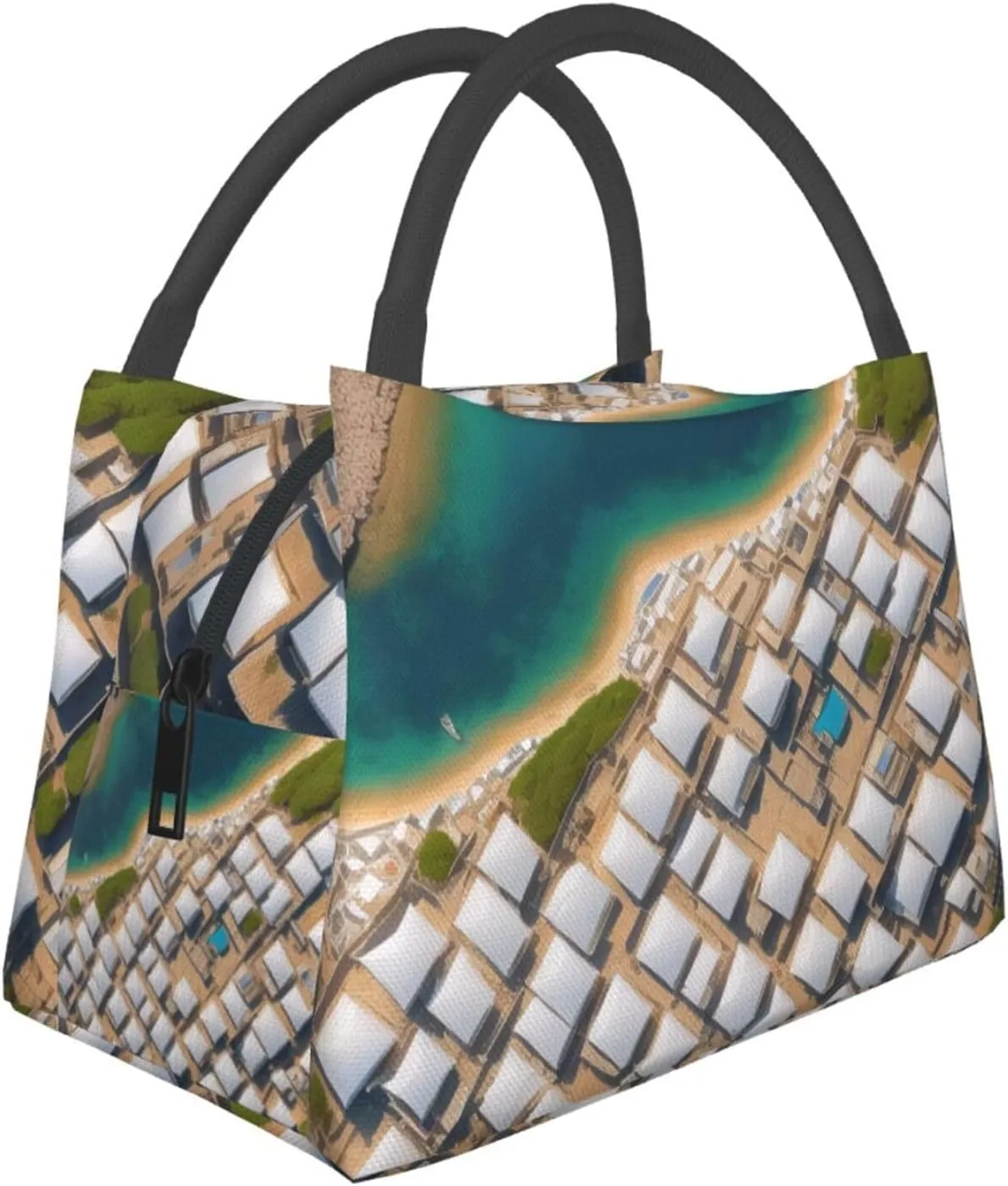 Greek Architecture Printed Patterns Lunch Bag For Women & Men Insulated Lunch Tote Bag Reusable Lunch Boxes For Work Travel Picnic