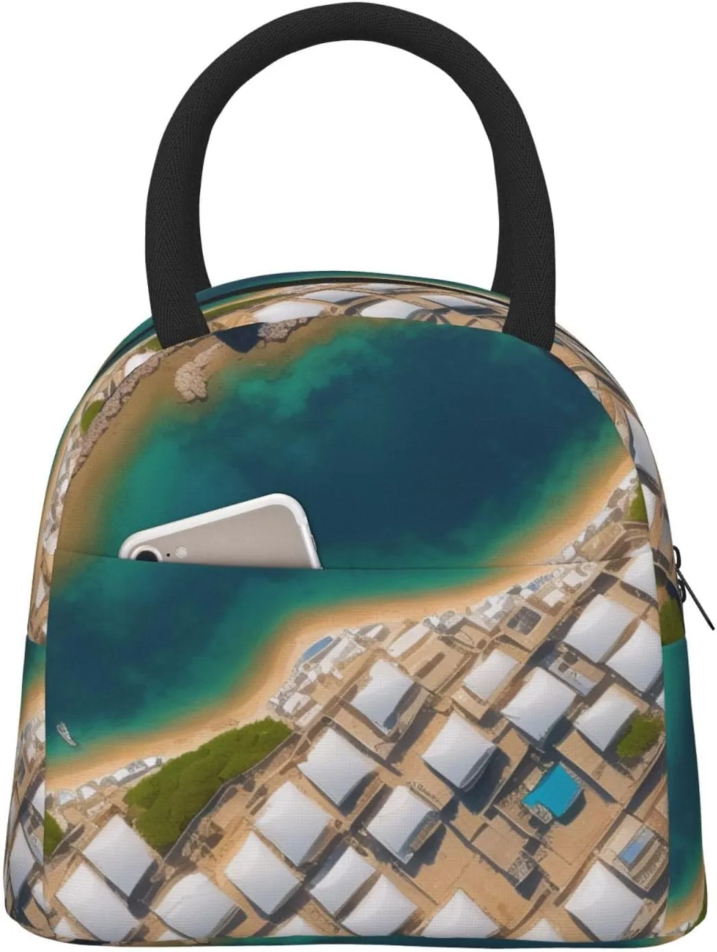 Greek Architecture Printed Patterns Lunch Bag Large Capacity Lunch Box Insulated Lunch Container For Women Man Work Outdoor Camping