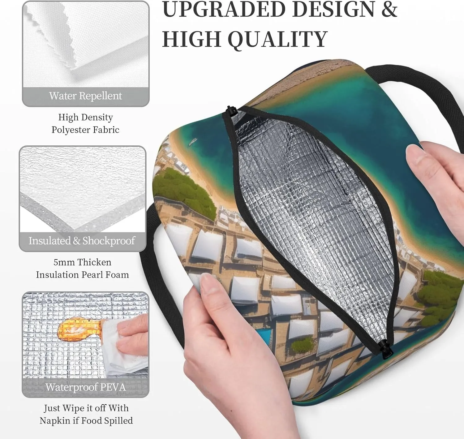 Greek Architecture Printed Patterns Lunch Bag Large Capacity Lunch Box Insulated Lunch Container For Women Man Work Outdoor Camping