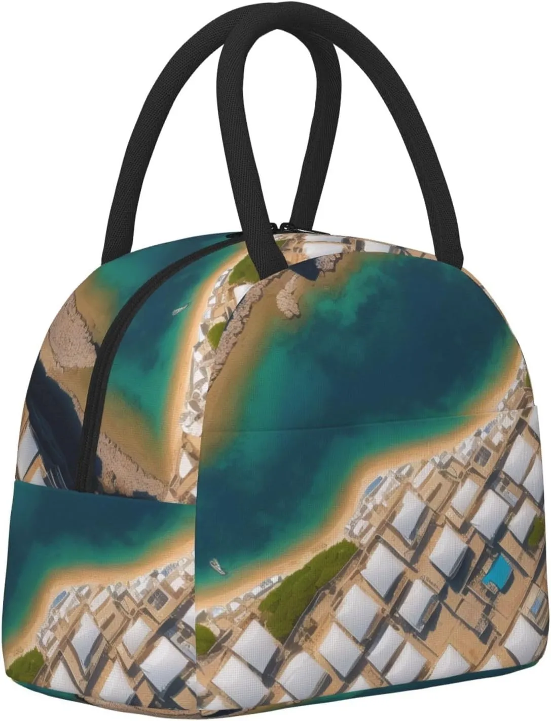 Greek Architecture Printed Patterns Lunch Bag Large Capacity Lunch Box Insulated Lunch Container For Women Man Work Outdoor Camping