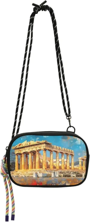 Greek Temple Landscape Print Crossbody Handbags for Women Walking, Hiking Lightweight Shoulder Phone Purse