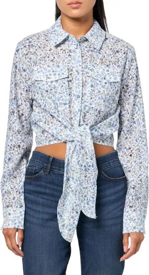 GUESS Women's Eco Long Sleeve Adelaide Bow Shirt