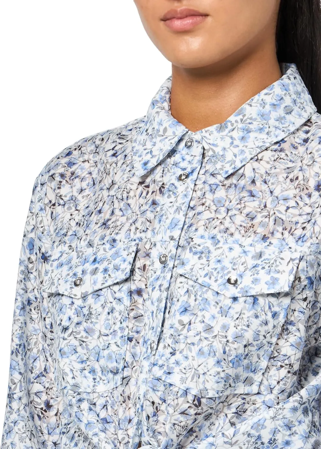 GUESS Women's Eco Long Sleeve Adelaide Bow Shirt