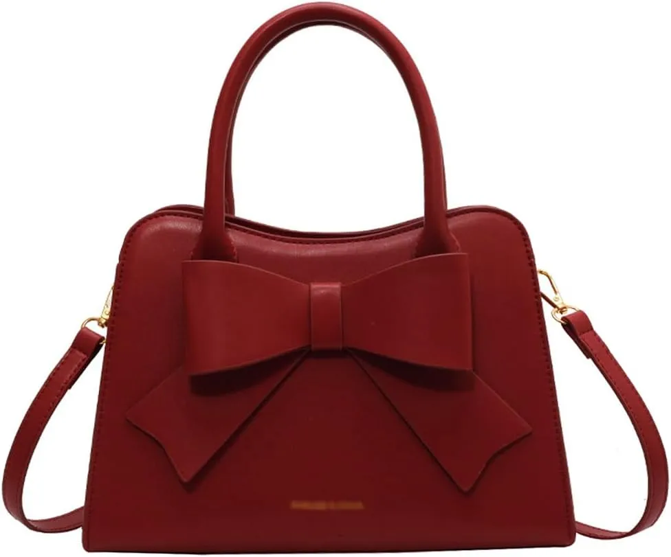 Handbags and Purse for Women Leather Top Handle Handbag Bowknot Satchel Shoulder Crossbody Bag Medium Tote Bags