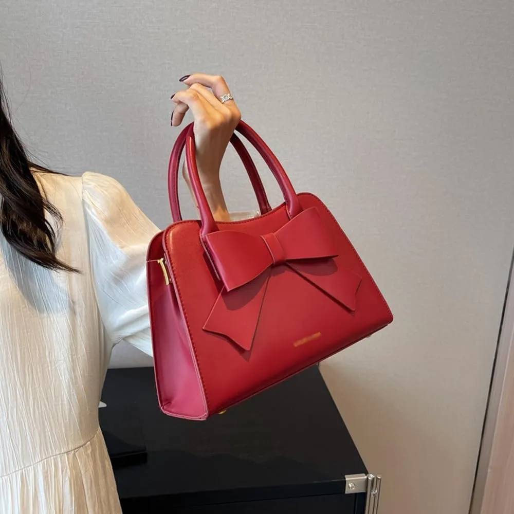 Handbags and Purse for Women Leather Top Handle Handbag Bowknot Satchel Shoulder Crossbody Bag Medium Tote Bags