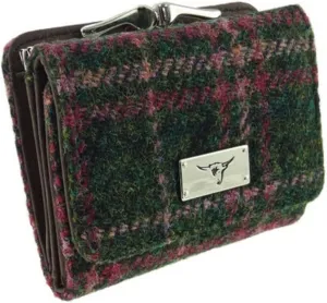 Harris Tweed Unst Small Purse in Black Watch (Col 107 Green Plum Check)