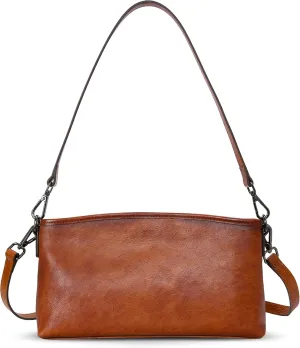 HESHE Leather Crossbody Bags for Women Lightweight Shoulder Purse Zipper Soft Vintage Satchel Handbags Travel Purse