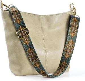 Hobo Bags Vegan Leather Crossbody Bag Guitar Strap Shoulder Purses with Zipper Handbags for Women