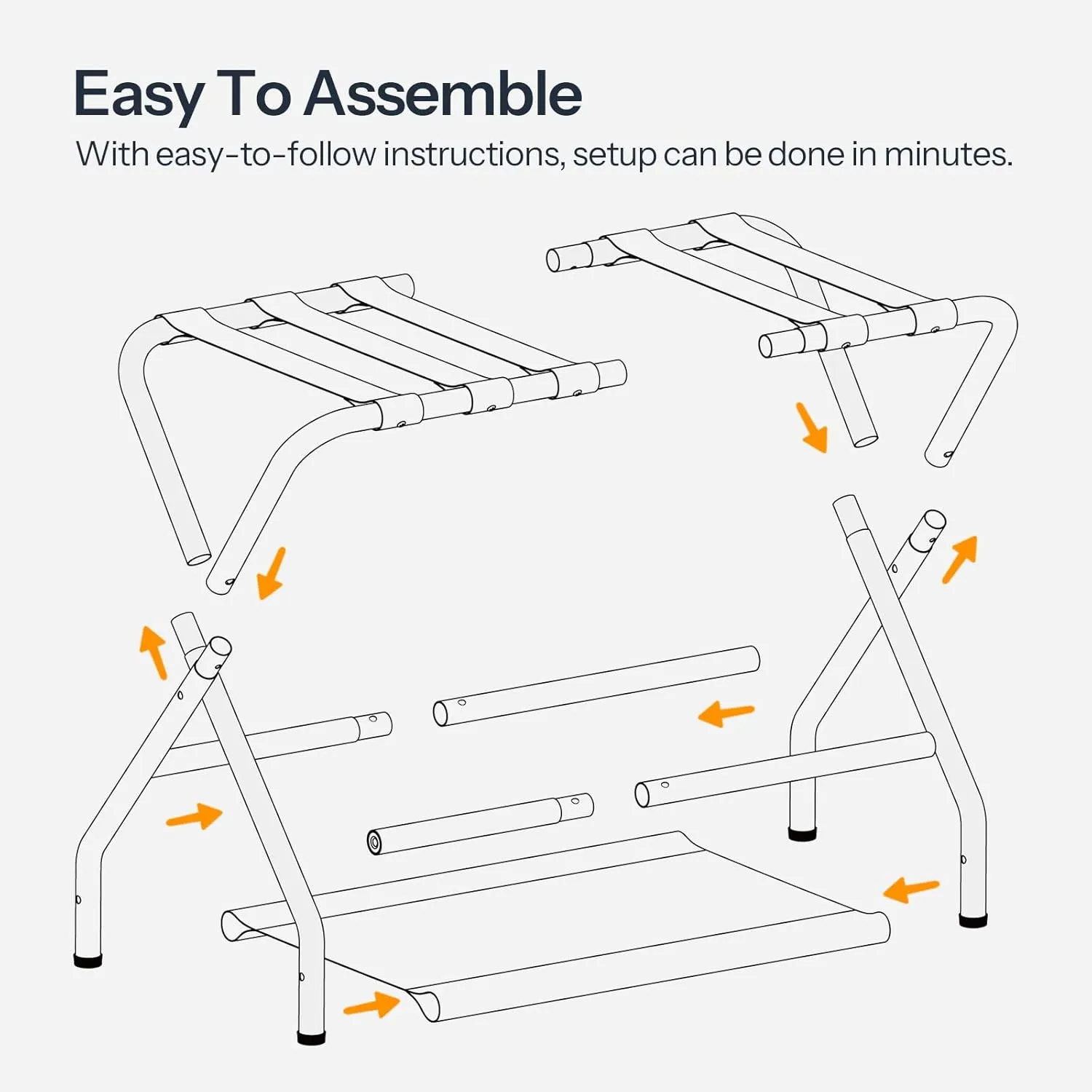 HOOBRO Luggage Rack, Pack of 2, Folding Suitcase Stand with Fabric Storage Shelf for Guest Room, Bedroom, Hotel, Holds up to 100 lb, 27 x 15.3 x 22 Inches, Space Saving, Gray GY04XLP201