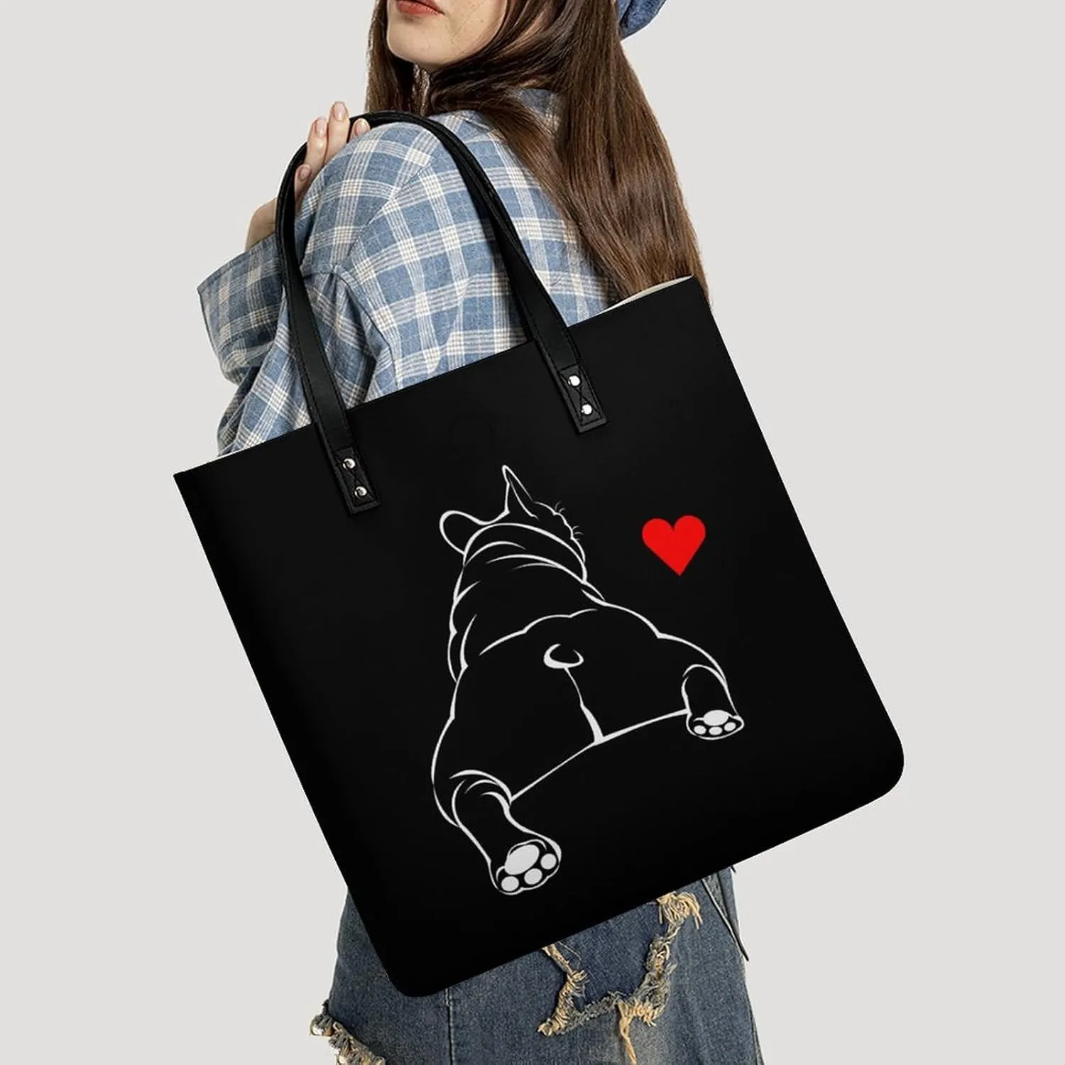 Hotdog Fun Food Hot Dog Leather Handbag with Large Space, Fashionable Handbag