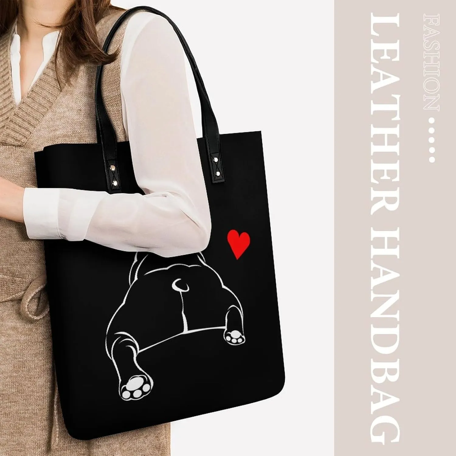 Hotdog Fun Food Hot Dog Leather Handbag with Large Space, Fashionable Handbag