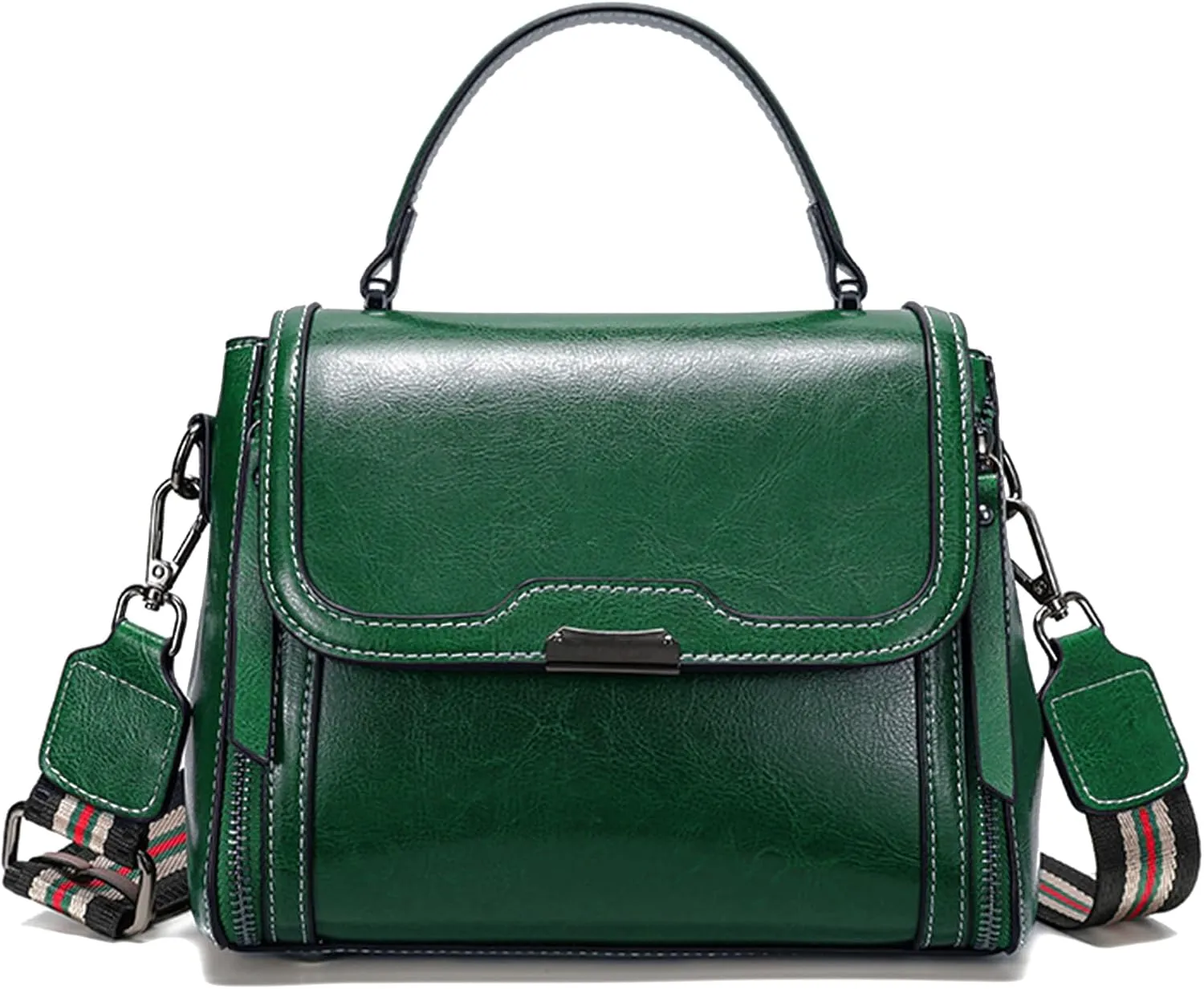 imeetu Oil Wax Leather Handbags for Women, Crossbody Bag Removable Shoulder Strap