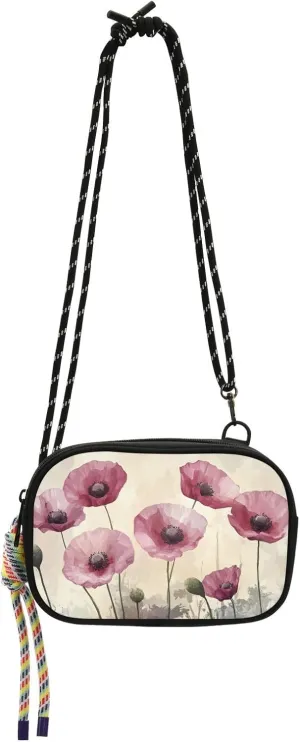 Ink Painting Flowers Print Crossbody Handbags for Women Walking, Hiking Lightweight Shoulder Phone Purse