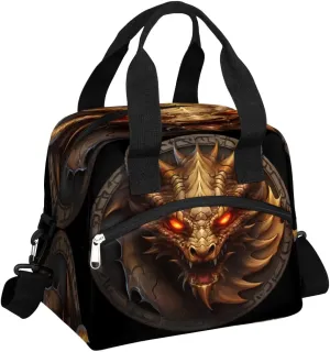 Insulated Lunch Bag for Women Men Adults Reusable Waterproof Leakproof Lunch Box Animal Dragon Emblem Cool Large Cooler Lunch Tote Handbags Meal Prep Bag for Work Travel Picnic Lunch Pail