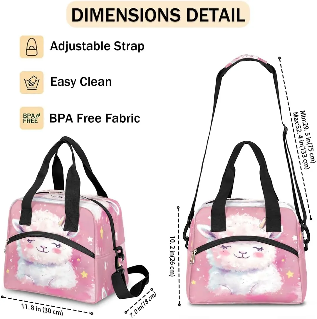 Insulated Lunch Bag for Women Men Adults Reusable Waterproof Leakproof Lunch Box Animal Sheep Stars Cute Large Cooler Lunch Tote Handbags Meal Prep Bag for Work Travel Picnic Lunch Pail