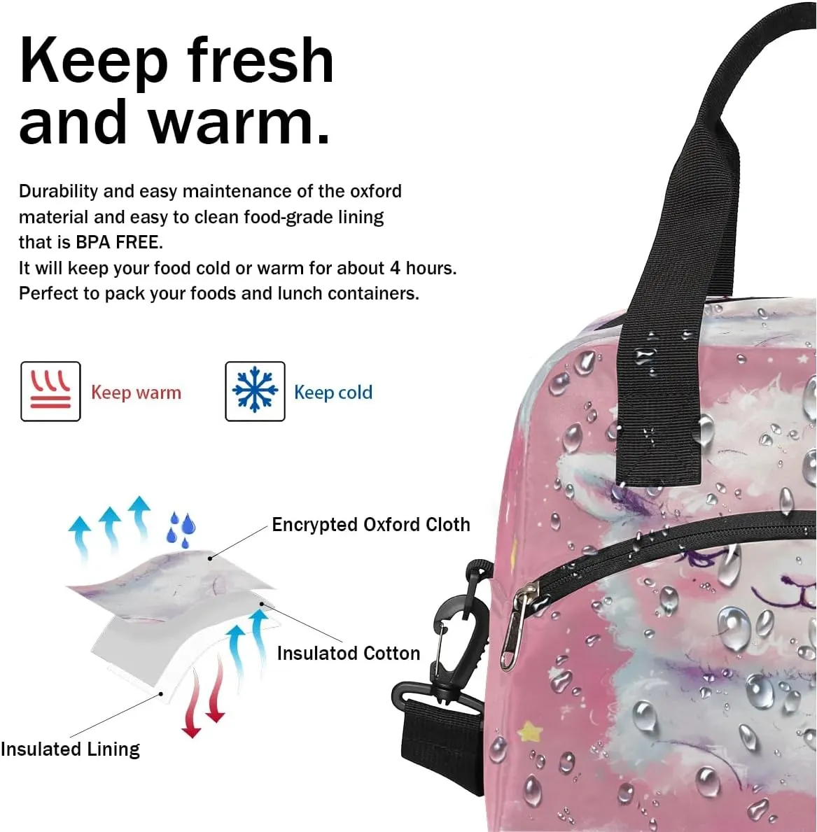 Insulated Lunch Bag for Women Men Adults Reusable Waterproof Leakproof Lunch Box Animal Sheep Stars Cute Large Cooler Lunch Tote Handbags Meal Prep Bag for Work Travel Picnic Lunch Pail