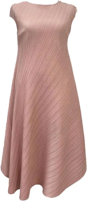 Irregular Pleated Dress Women Solid Color Round Neck Short Sleeve Long Dress