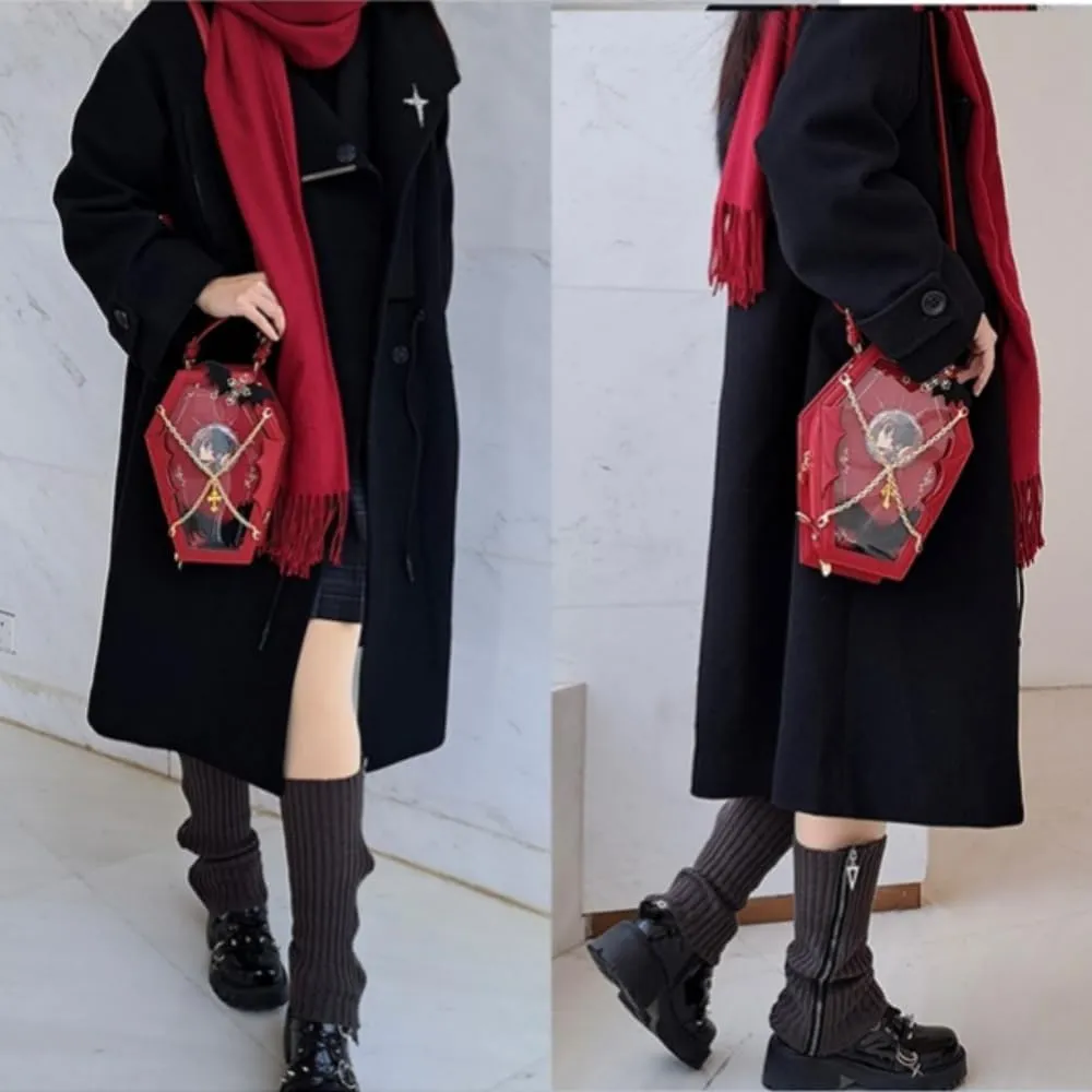 Ita Bag Backpack Gothic Coffin Purses and Handbags for Women Halloween Shoulder Bag with Insert and Chains (Red)