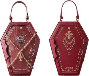 Ita Bag Backpack Gothic Coffin Purses and Handbags for Women Halloween Shoulder Bag with Insert and Chains (Red)