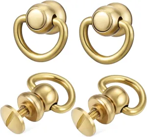 IWOWHERO Vintage Brass Purse Hardware Small d Rivets Metal Strap Connectors Easy to Apply Fasteners for Handbags