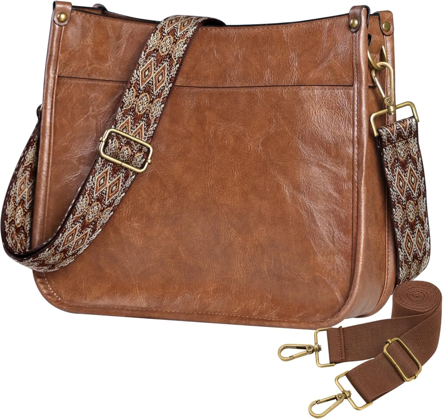 JAMfit Crossbody Bag for Women Vegan Leather Hobo Handbags Trendy Shoulder Purse Handbag With 2 Adjustable Strap
