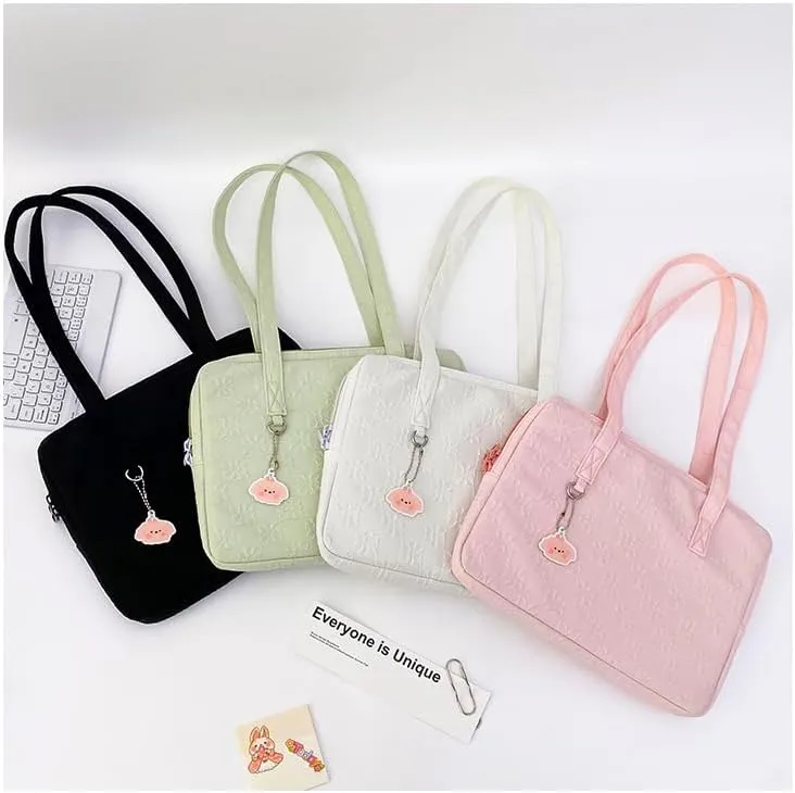 Japanese Cutecore Messenger Bag 11 Inch 13 Inch Kawaii Shoulder Handbags for Women Tote Laptop Bag with Accessories (Pink,13 inch)