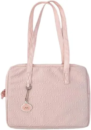 Japanese Cutecore Messenger Bag 11 Inch 13 Inch Kawaii Shoulder Handbags for Women Tote Laptop Bag with Accessories (Pink,13 inch)