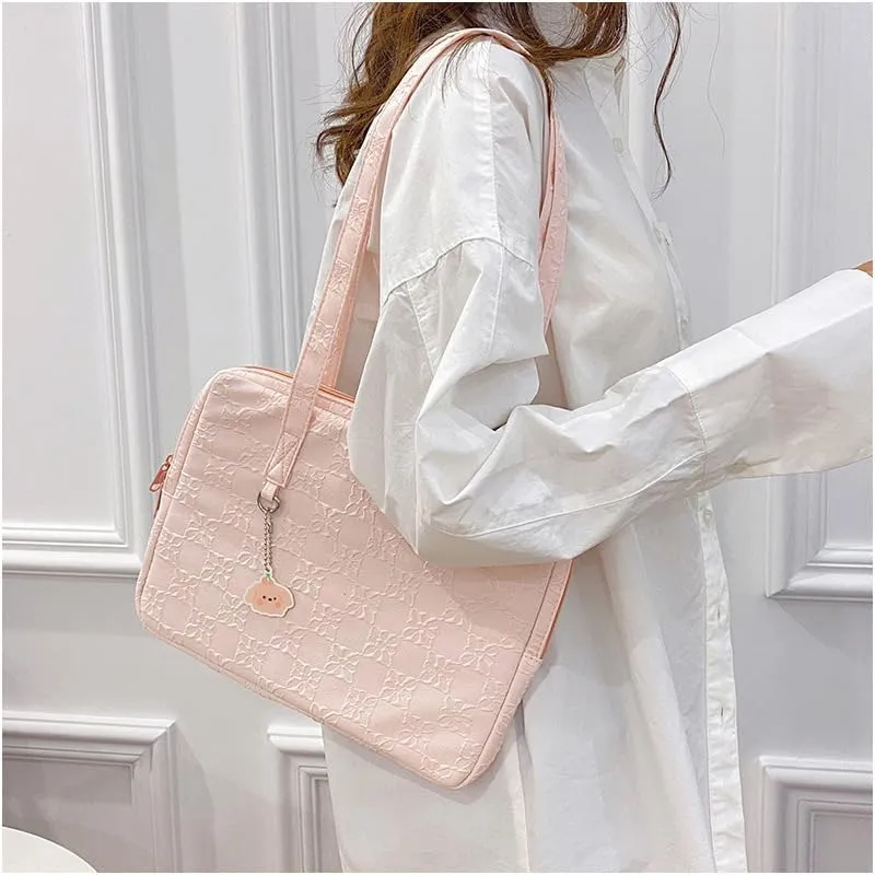 Japanese Cutecore Messenger Bag 11 Inch 13 Inch Kawaii Shoulder Handbags for Women Tote Laptop Bag with Accessories (Pink,13 inch)