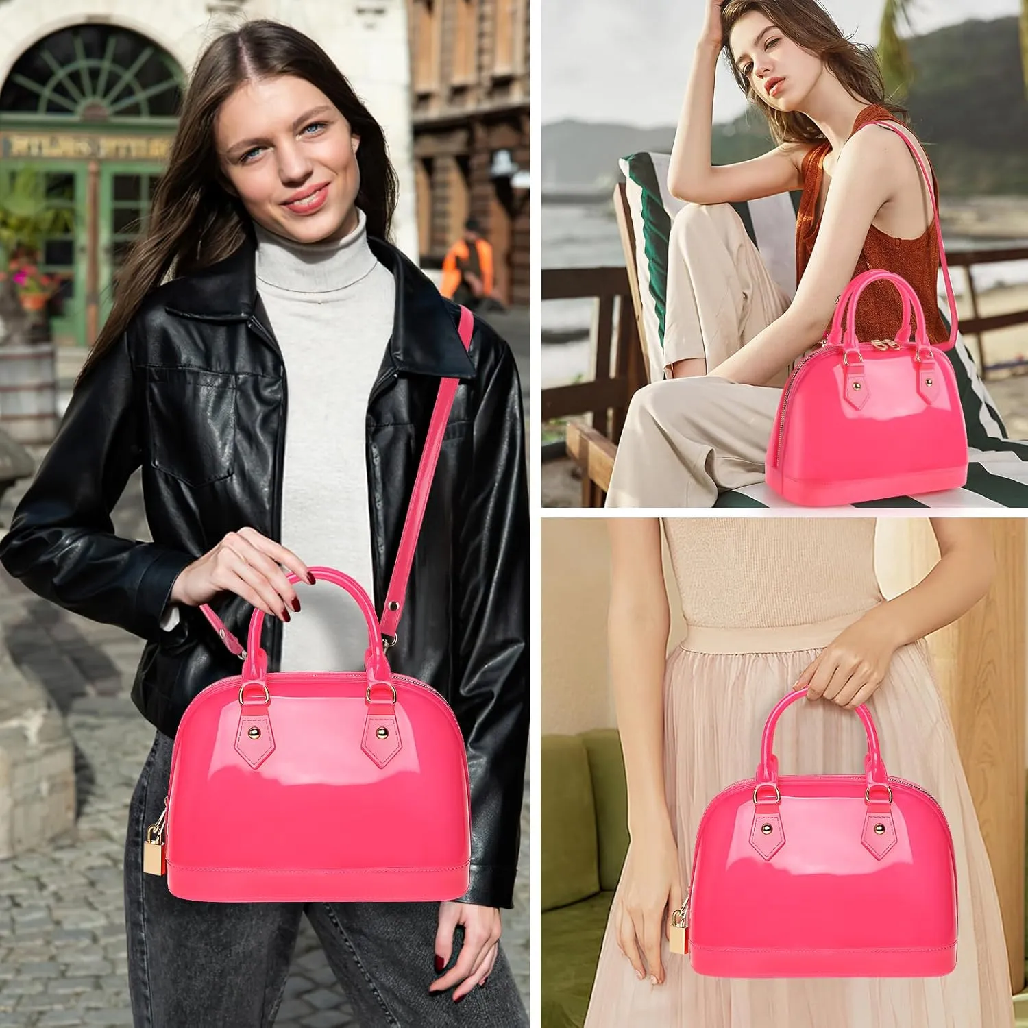 Jelly Crossbody Purse Shoulder Bag, Candy Color Tote Satchel Top-Handle Handbags for Women