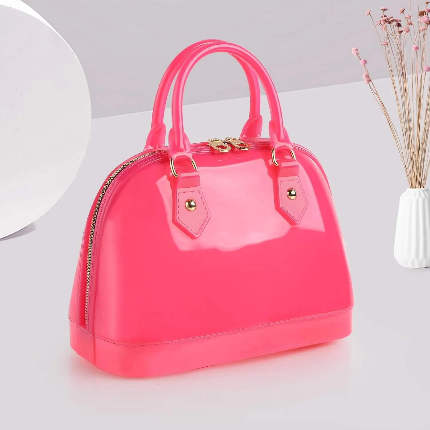Jelly Crossbody Purse Shoulder Bag, Candy Color Tote Satchel Top-Handle Handbags for Women