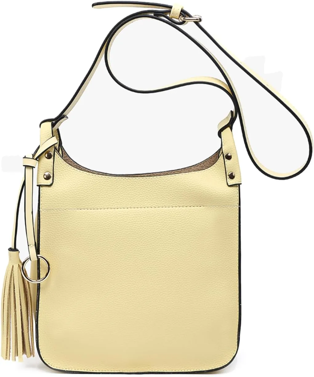 JEN & CO. Lucinda Square Crossbody Bags for Women Vegan Leather Purses Adjustable Strap Shoulder Handbags with Tassel