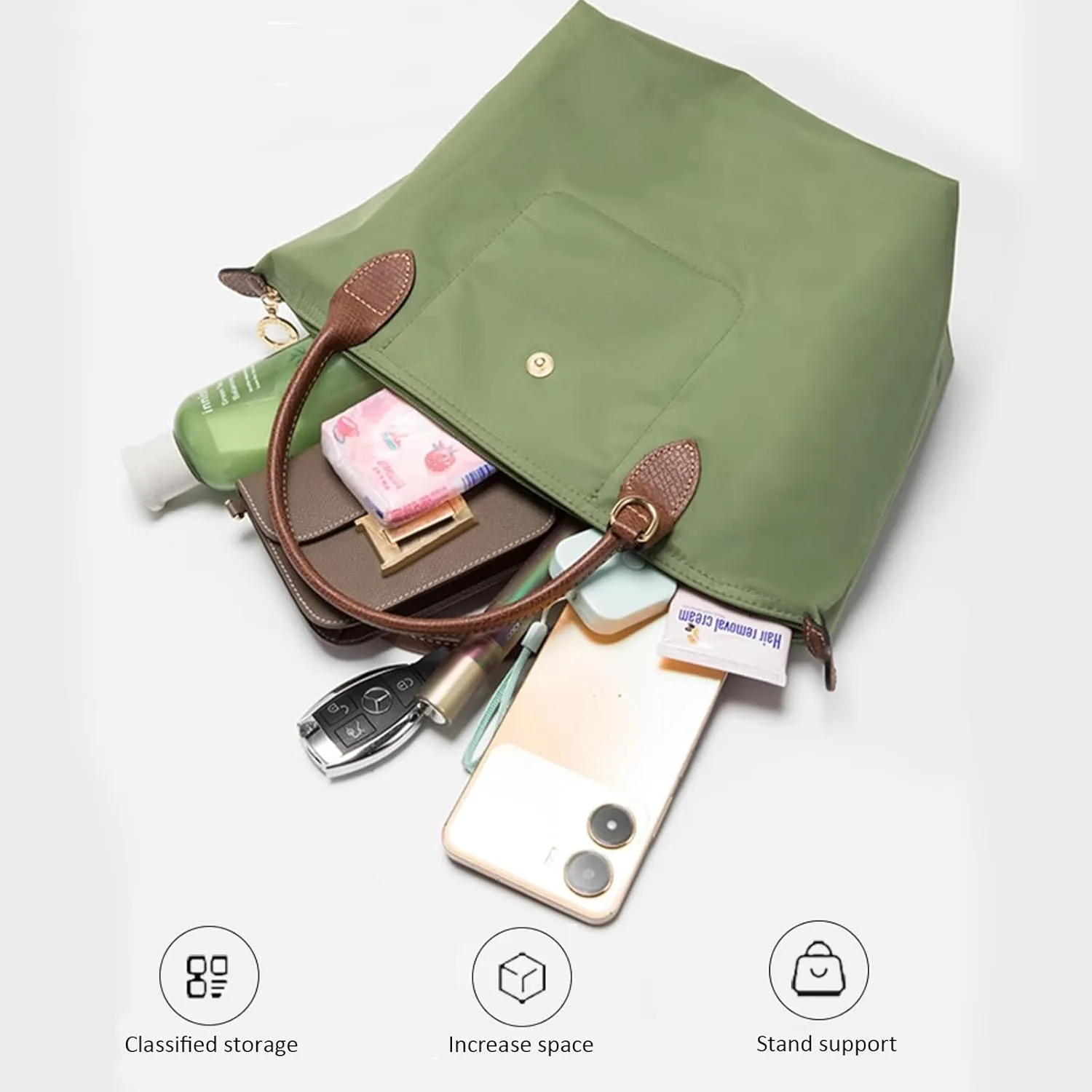 jiesinlov Purse Organizer Insert for Handbags,DuPont Paper Bag Organizers Suitable for Le Pliage Small (Waterproof-Small)