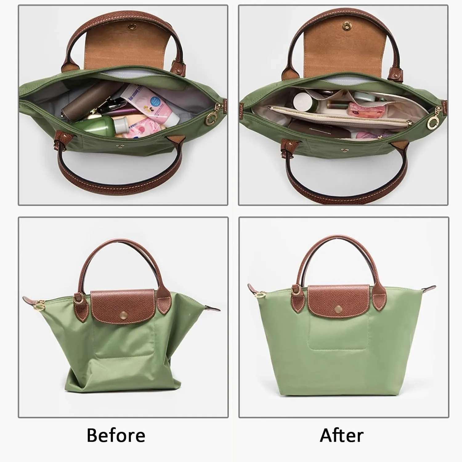 jiesinlov Purse Organizer Insert for Handbags,DuPont Paper Bag Organizers Suitable for Le Pliage Small (Waterproof-Small)