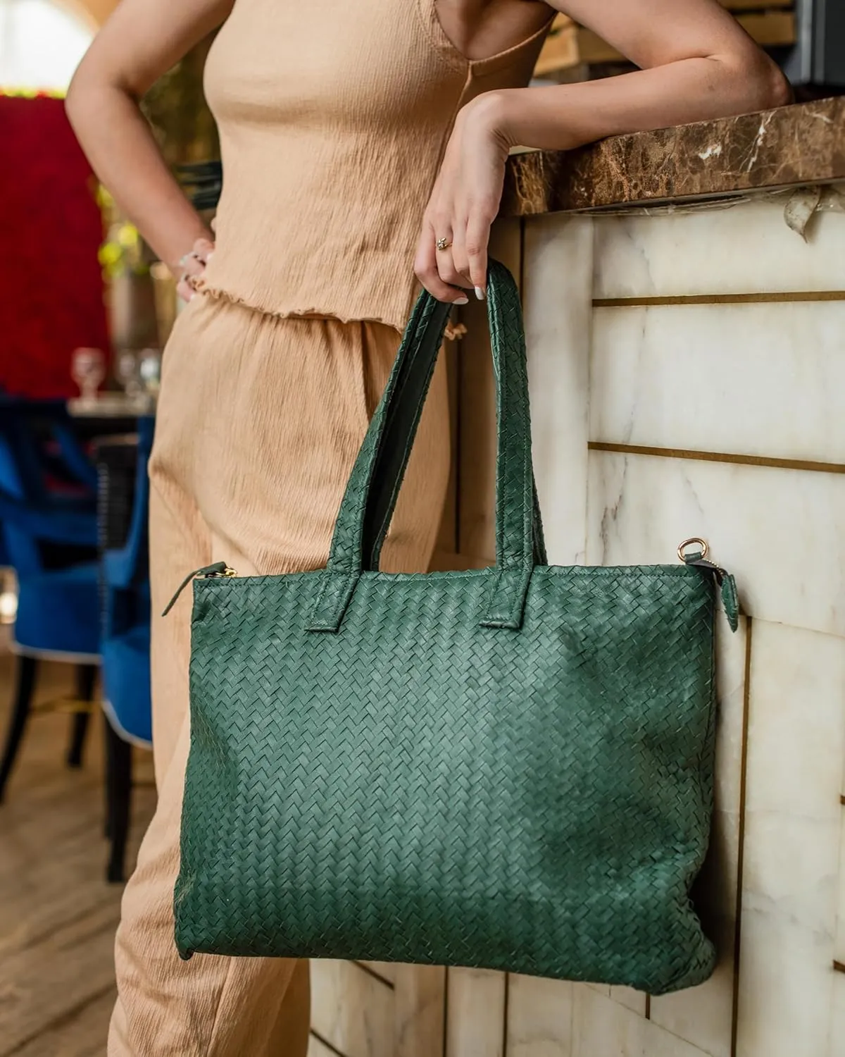 Jild Hobo Style Woven Bag for Women - Soft Handmade Genuine Leather Work Tote Bag - Cross Body Womens Purse