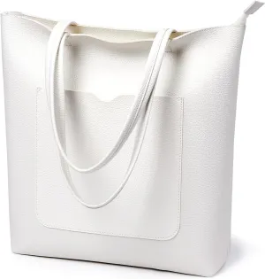 KALIDI Tote Bag Women Shoulder Bag Soft Vegan Leather Purse with Zipper Large Casual Handbags for 17'' Laptop Work Travel