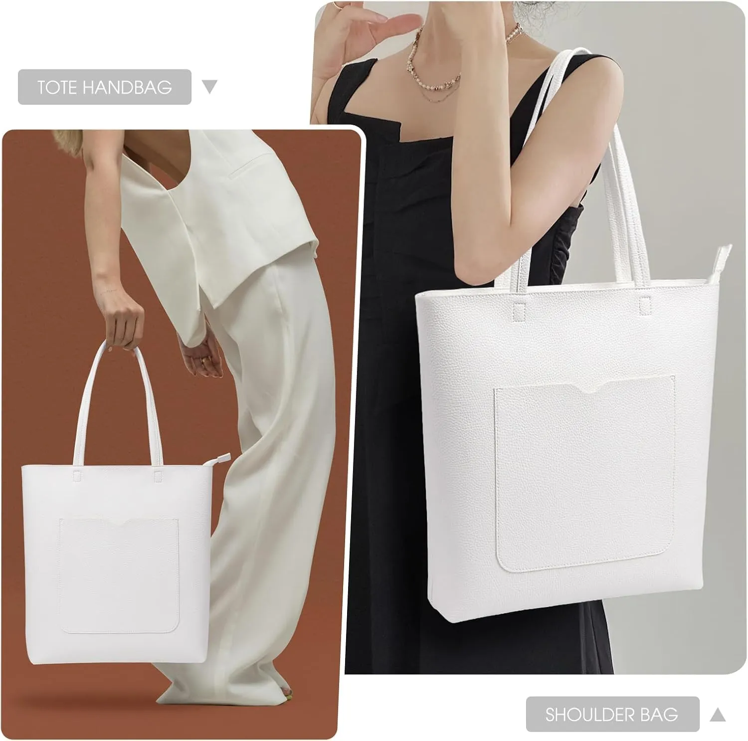 KALIDI Tote Bag Women Shoulder Bag Soft Vegan Leather Purse with Zipper Large Casual Handbags for 17'' Laptop Work Travel
