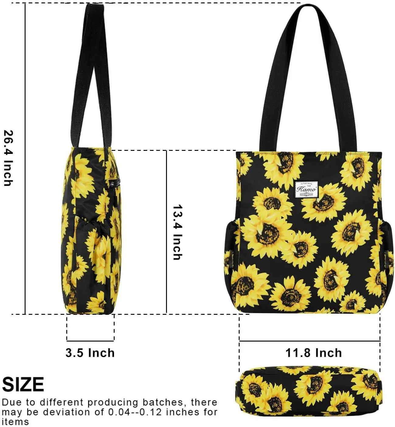 KAMO Floral Tote Bag - Waterproof Lightweight Handbags Travel Shoulder Bag for Hiking Yoga Gym Swimming Travel Beach