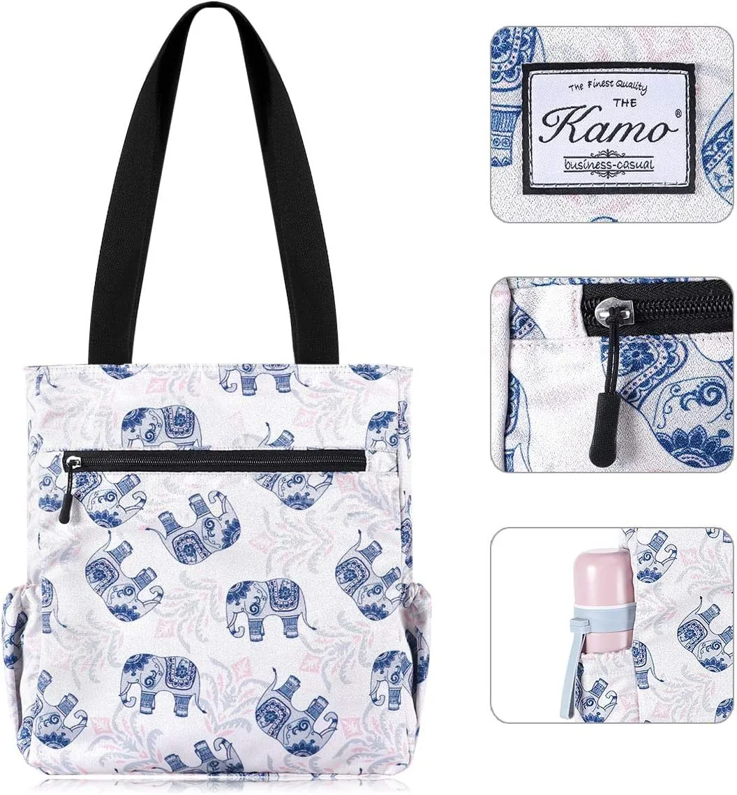 KAMO Floral Tote Bag - Waterproof Lightweight Handbags Travel Shoulder Bag for Hiking Yoga Gym Swimming Travel Beach