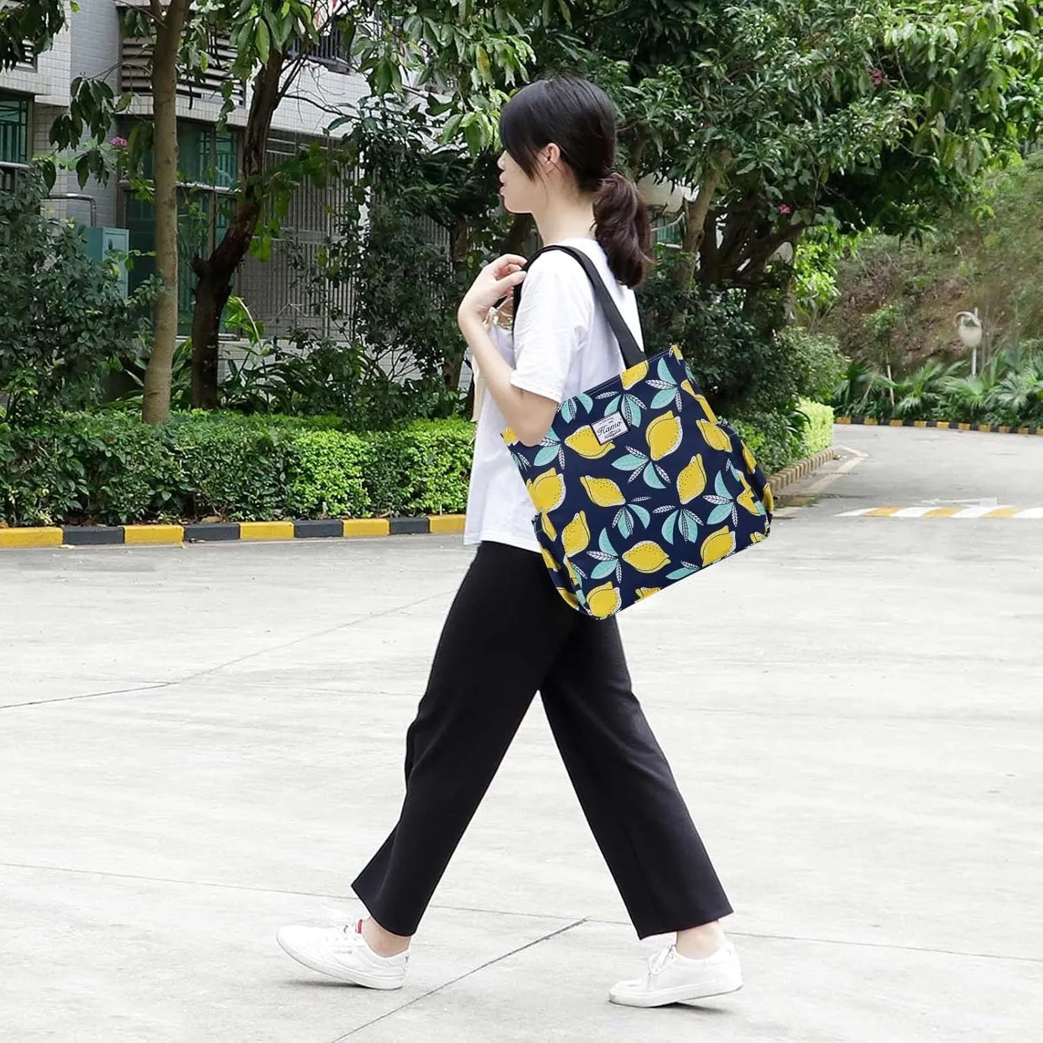 KAMO Floral Tote Bag - Waterproof Lightweight Handbags Travel Shoulder Bag for Hiking Yoga Gym Swimming Travel Beach