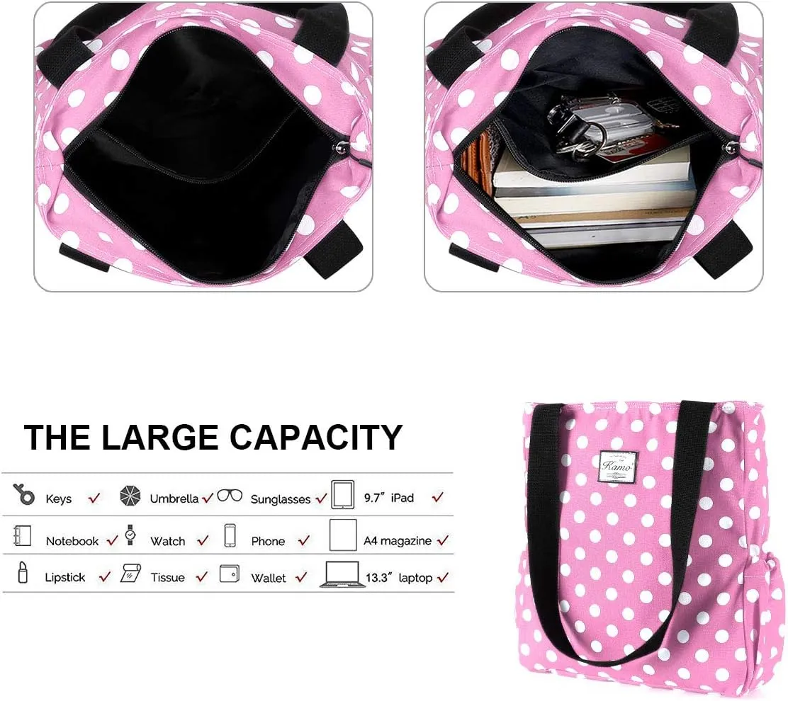 KAMO Floral Tote Bag - Waterproof Lightweight Handbags Travel Shoulder Bag for Hiking Yoga Gym Swimming Travel Beach