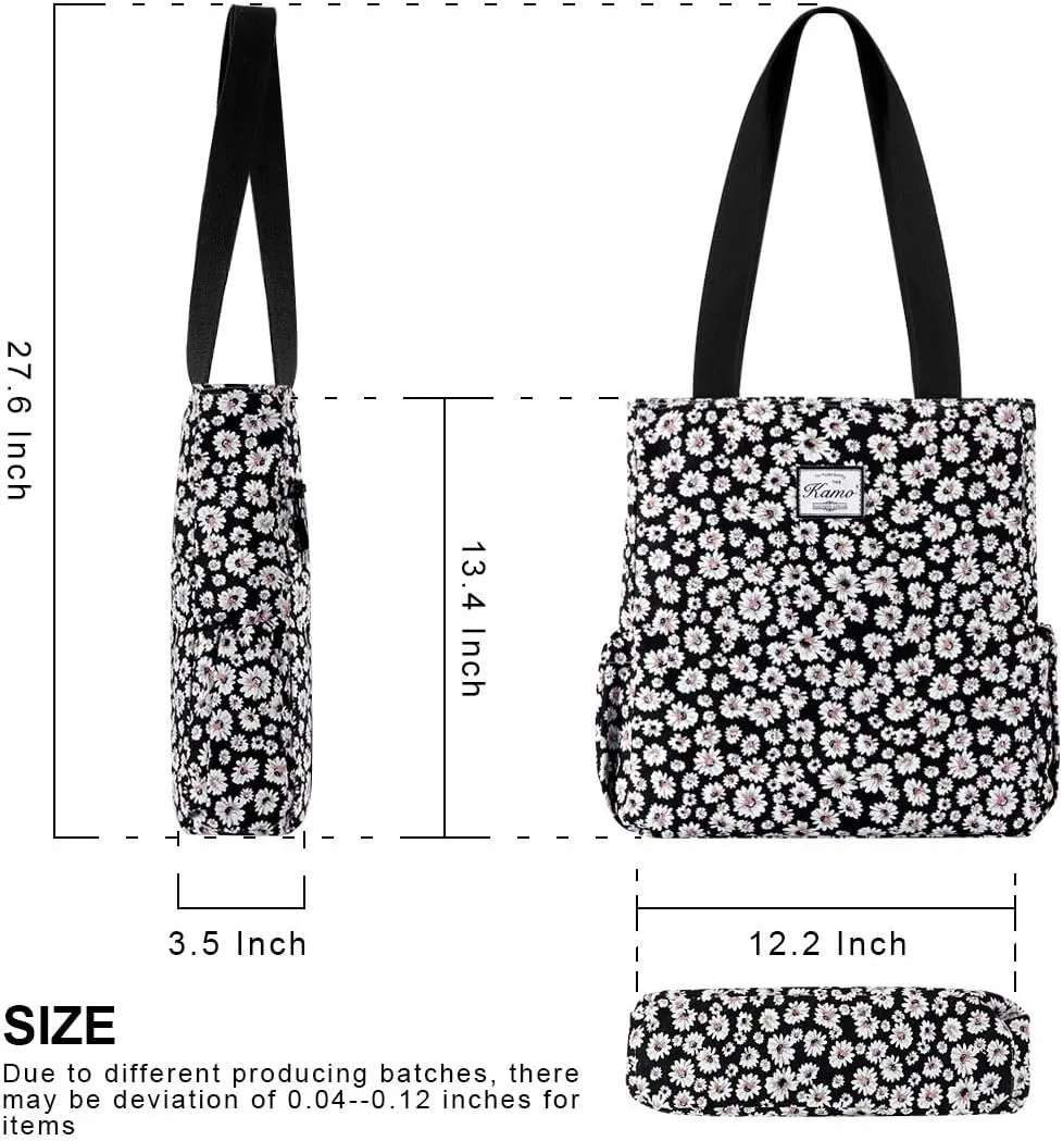 KAMO Floral Tote Bag - Waterproof Lightweight Handbags Travel Shoulder Bag for Hiking Yoga Gym Swimming Travel Beach